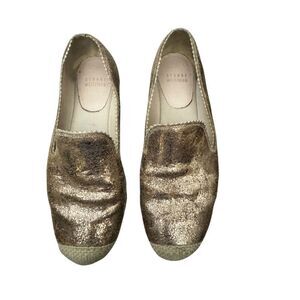 Stuart Weitzman Metallic Leather Espadrille Flats